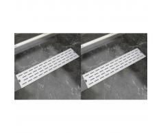 vidaXL Desagüe lineal ducha 2 uds línea 530x140 mm acero inoxidable