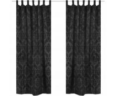 vidaXL 2 cortinas negras barrocas de tafetán con lengüetas, 140 x 245 cm