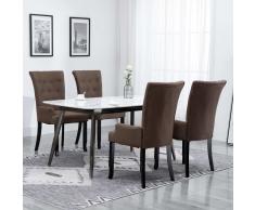 vidaXL Sillas de comedor con reposabrazos tela marrón 4 unidades