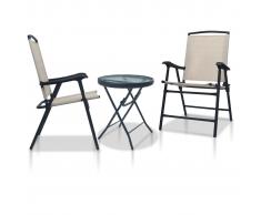 vidaXL Mesa y sillas de bistró 3 piezas acero color crema