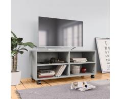 vidaXL Mueble para TV con ruedas aglomerado gris hormigón 90x35x35 cm