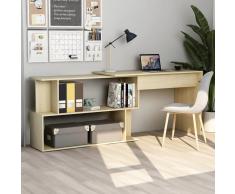 vidaXL Escritorio esquinero aglomerado color roble Sonoma 200x50x76 cm