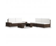 vidaXL Juego de muebles de jardín 5 piezas ratán sintético marrón