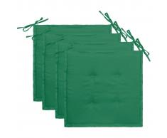 vidaXL Cojines para sillas de jardín 4 unidades verde 40x40x3 cm