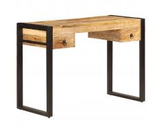 vidaXL Mesa de escritorio 2 cajones 110x50x77 cm madera maciza mango