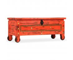 vidaXL Baúl de almacenamiento de madera maciza de mango rojo 101x39x42 cm