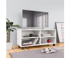 vidaXL Mueble para TV con ruedas aglomerado blanco 90x35x35 cm