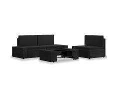 vidaXL Juego de muebles de jardín 4 piezas ratán sintético negro
