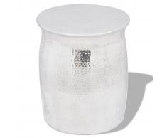vidaXL Taburete/mesita de centro de aluminio martillado plateado