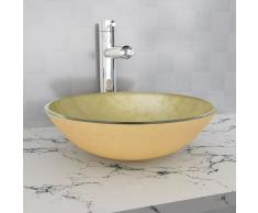 vidaXL Lavabo de vidrio templado 42 cm dorado