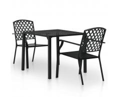 vidaXL Mesa y sillas bistró de jardín 3 piezas acero negro