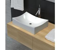 vidaXL Lavabo De Cerámica Porcelana Arte Blanco Alto Brillo
