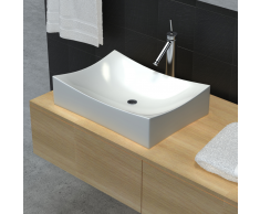 vidaXL Lavabo De Cerámica Porcelana Arte Blanco Alto Brillo