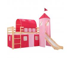 vidaXL Cama alta para niños tobogán y escalera madera pino 97x208 cm