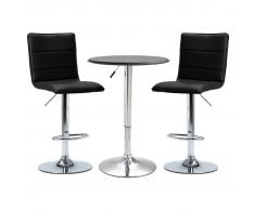 vidaXL Set de mesa alta y taburetes de bar 3 piezas cuero sintético negro