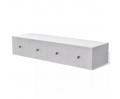 vidaXL Armario horizontal de madera con 4 cajones blanco