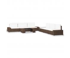 vidaXL Juego de muebles de jardín 7 piezas ratán sintético marrón