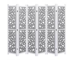 vidaXL Biombo de 6 paneles de madera maciza gris 210x165 cm