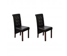 vidaXL Sillas de comedor 2 unidades cuero sintético marrón