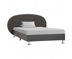 vidaXL Estructura de cama de cuero sintético gris 100x200 cm