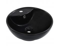 vidaXL Lavabo con rebosadero 46,5x18 cm cerámica negro