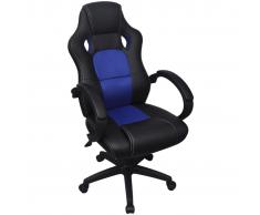 vidaXL Silla de Oficina Ejecutiva de Carreras Azul Cuero Sintético