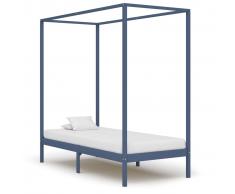 vidaXL Estructura de cama con dosel madera maciza pino gris 90x200 cm