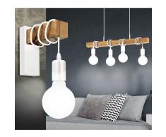 EGLO Lámpara colgante Townshend 4 bombillas madera blanco y beige