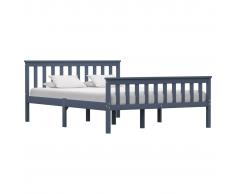 vidaXL Estructura de cama de madera maciza de pino gris 140x200 cm