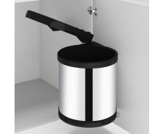 vidaXL Papelera de cocina empotrada acero inoxidable 8 L
