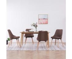 vidaXL Sillas de comedor 4 unidades tela marrón
