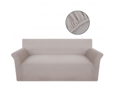 vidaXL funda elástica de tela acanalada de color beige para sofá