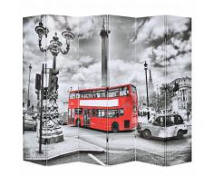 vidaXL Biombo divisor plegable 228x180 cm bus Londres blanco y negro