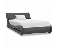 vidaXL Estructura de cama de cuero sintético gris 100x200 cm
