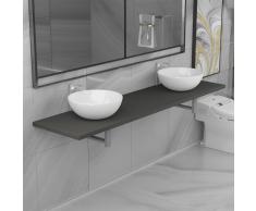 vidaXL Conjunto de muebles de baño de tres piezas cerámica gris
