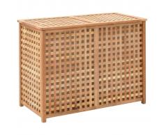 vidaXL Cesto para ropa sucia 87,5x46x67 cm madera maciza de nogal