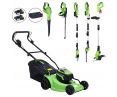 vidaXL Cortacésped sin cable con set de herramientas eléctricas