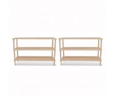 vidaXL Estantería de zapatos con 2 niveles madera maciza abeto