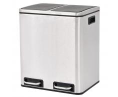 vidaXL Cubo de reciclaje y basura con pedal acero inoxidable 2x15 L