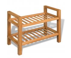vidaXL Zapatero con dos estantes roble macizo 49,5x27x40 cm