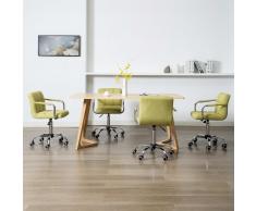 vidaXL Sillas de comedor giratorias 4 unidades tela verde