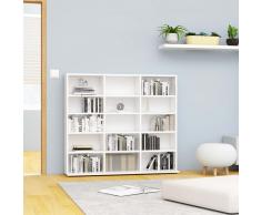 vidaXL Estantería para CD aglomerado blanco brillante 102x16x89,5 cm