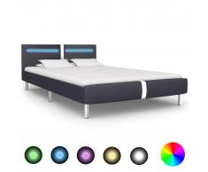vidaXL Estructura de cama con LED de cuero sintético negro 140x200 cm