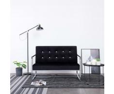 vidaXL Sofá de 2 plazas con reposabrazos cromados y terciopelo negro