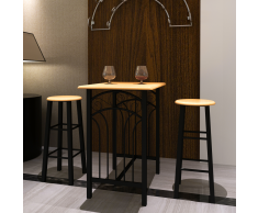 vidaXL Mesa de desayuno / cena Set de comedor Madera canela Acero Negro