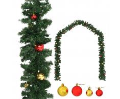 vidaXL Guirnalda de Navidad decorada con bolas 10 m