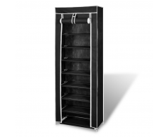 vidaXL Zapatero de tela con cubierta, negro 162 x 57 29 cm