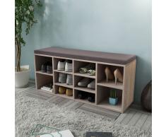 vidaXL Zapatero color roble en forma de banco con 10 compartimentos