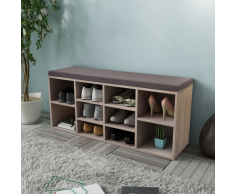 vidaXL Zapatero color roble en forma de banco con 10 compartimentos