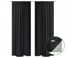 vidaXL Cortinas opacas 2 piezas doble capa 140x175 cm negra